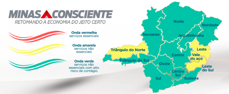 Mais de 70% das macrorregiões de Saúde estão na onda verde do Minas Consciente