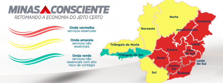 Mais duas regiões do Estado regridem para a onda vermelha do Minas Consciente