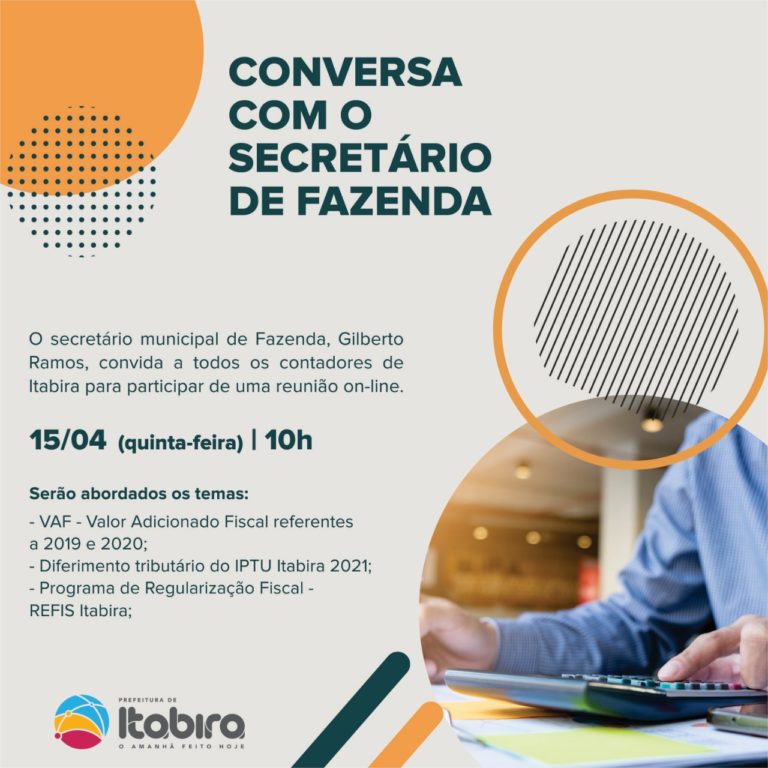 Secretário da Fazenda realiza reunião com contadores de Itabira – Hoje, às 10 horas