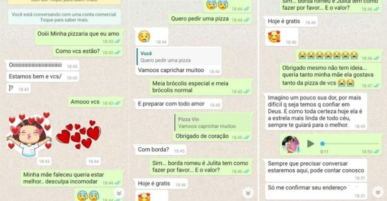 Pizzaria deixa de cobrar pedido para cliente de luto que perdeu mãe para Covid-19