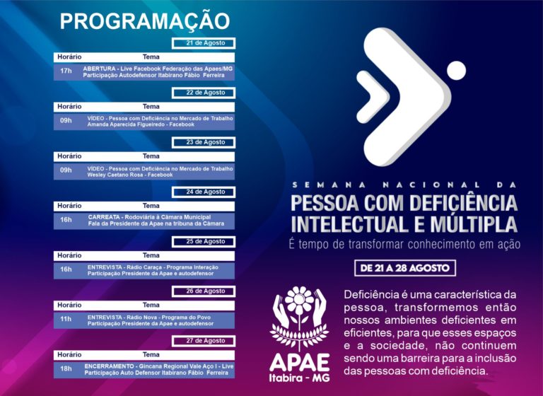 APAE INICIA SEMANA NACIONAL DA PESSOA COM DEFICIÊNCIA INTELECTUAL E MÚLTIPLA