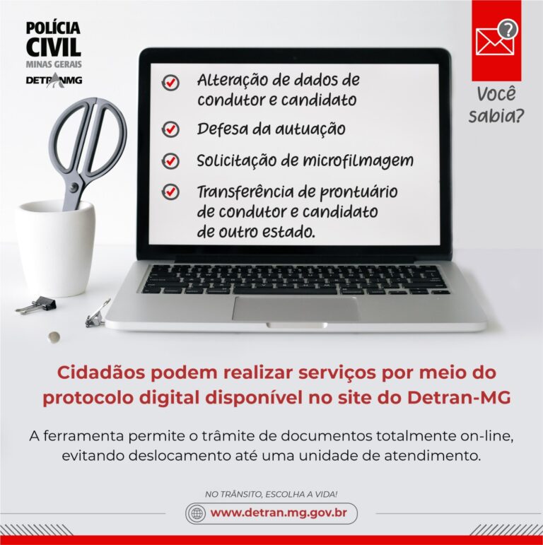 Detran-MG disponibiliza serviços por meio 100% digital 