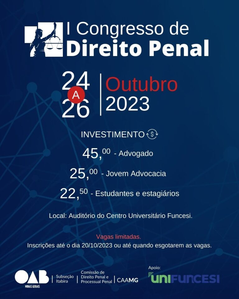 OAB Itabira promove 1º Congresso de Direito Penal