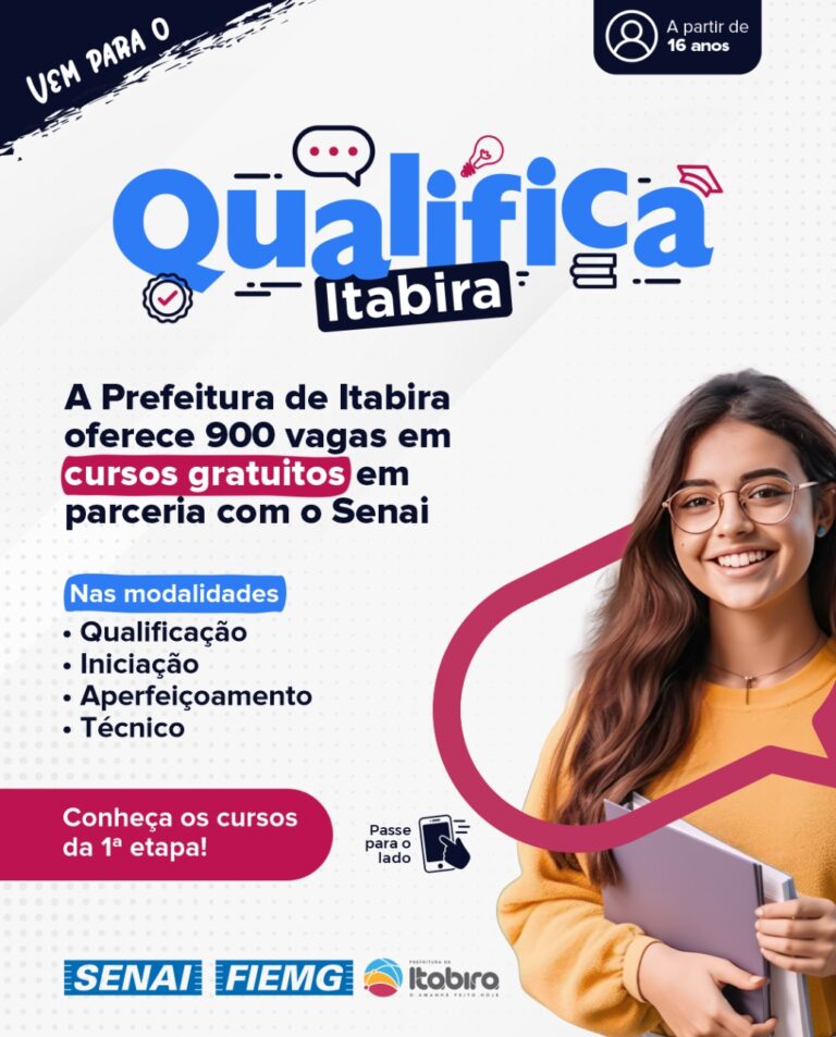 Qualifica Itabira: parceria entre Prefeitura e SENAI oferece 900 vagas em cursos gratuitos