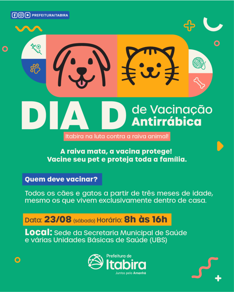 Itabira terá Dia D de Vacinação Antirrábica com vários postos de aplicação
