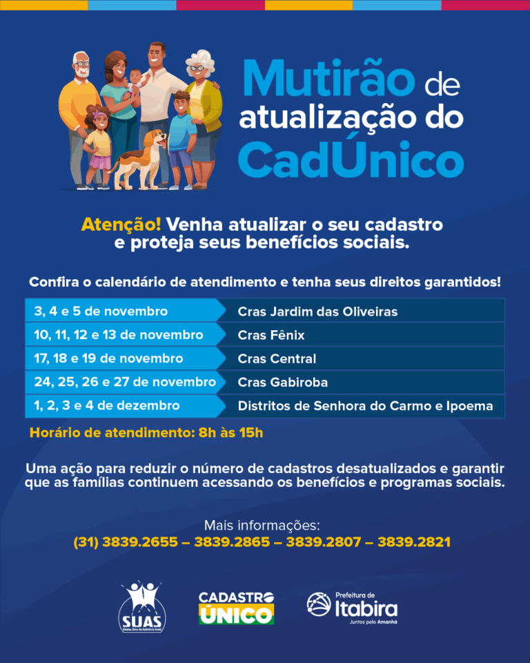 Mutirão de Atualização do CadÚnico garante acesso a benefícios sociais  em Itabira